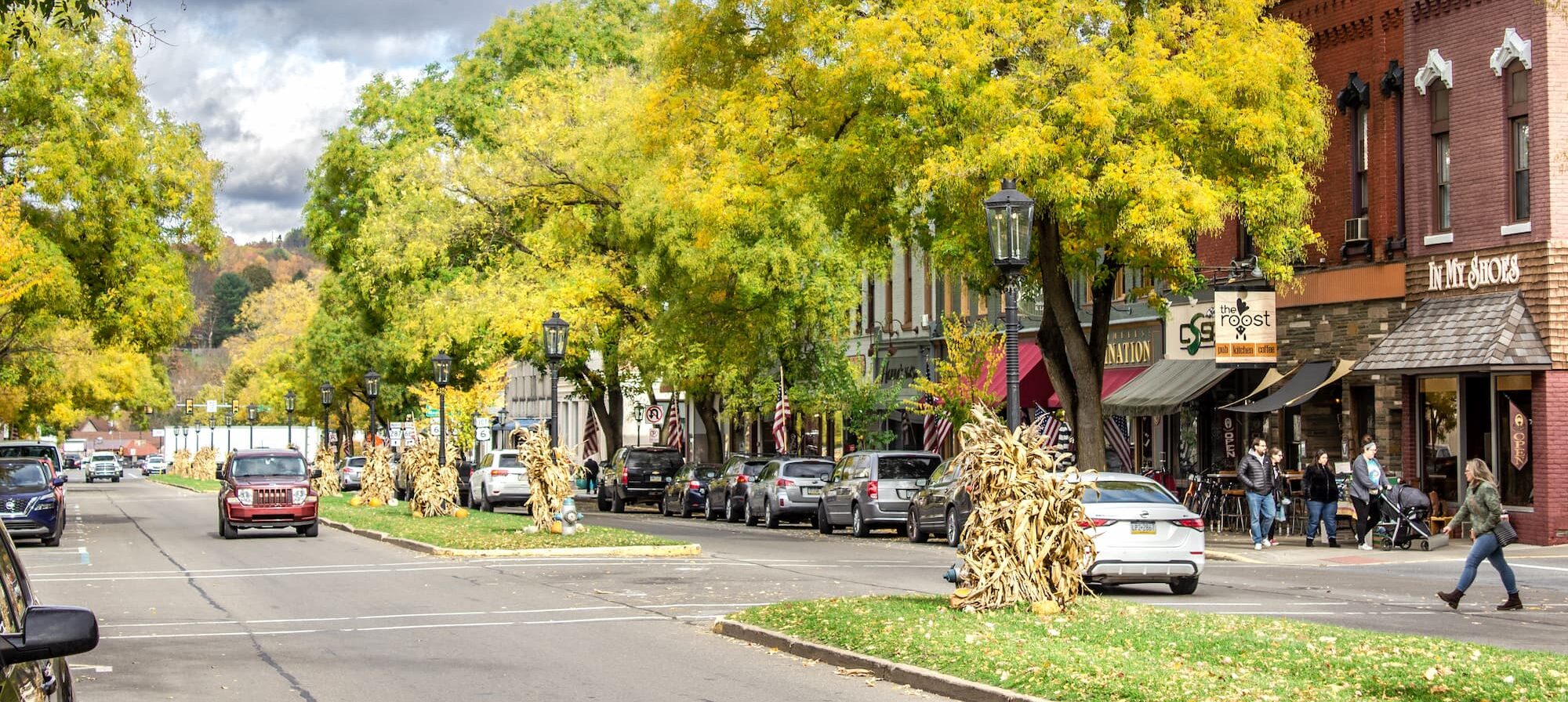 A scenic shot of a busy street in Wellsboro, PA.